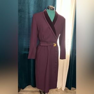 Vintage Kasper ASL purple coat dress size 8